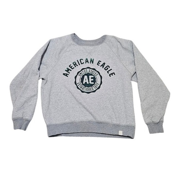 American Eagle Outfitters Sweatshirt Women Small Gray Green Logo Graphic Classic - Picture 1 of 7